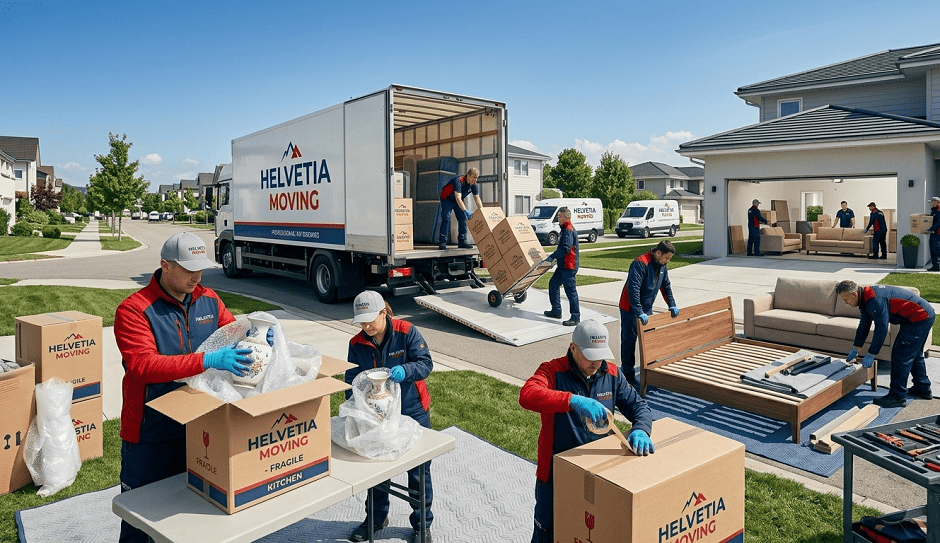 De l'emballage au transport : des services de déménagement complets proposés par Helvetia Déménagements.